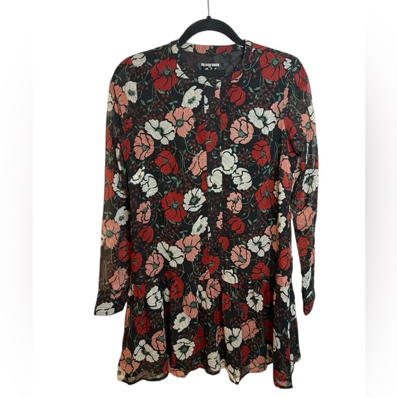 Fashion Union Floral Button Front Ruffle Mini Dress - Picture 1 of 5